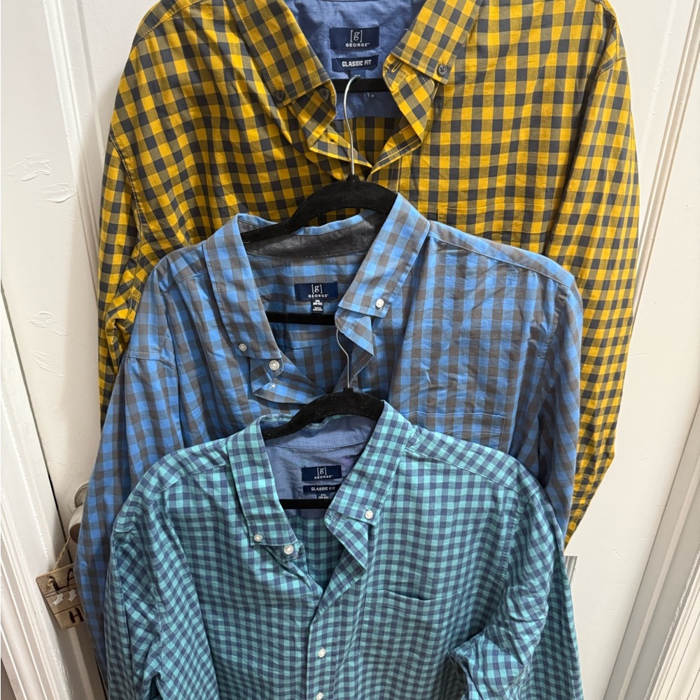George Casual Button Down Shirts Blue and Green